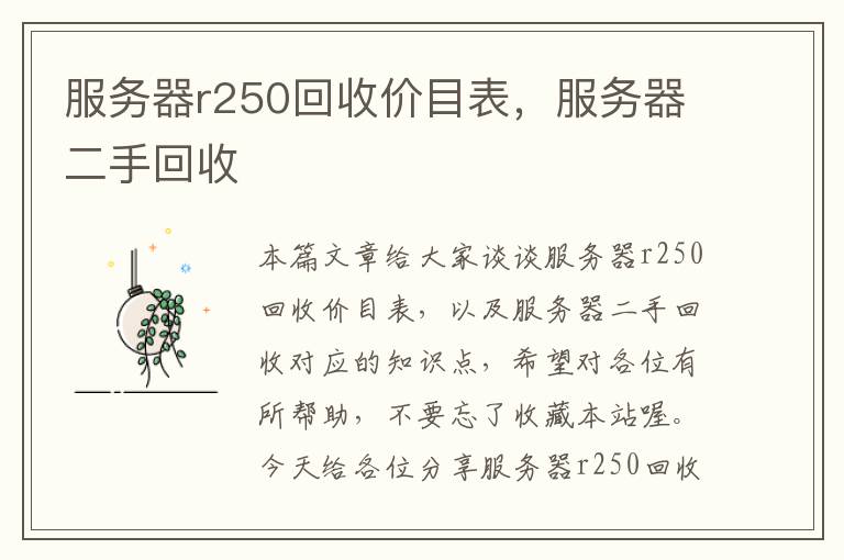 服务器r250回收价目表，服务器二手回收