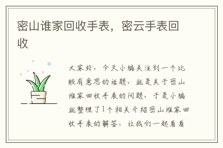 密山谁家回收手表，密云手表回收