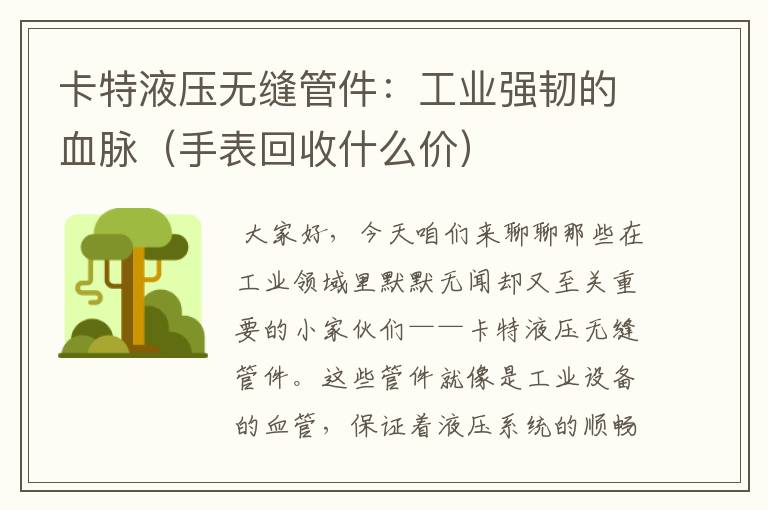 卡特液压无缝管件：工业强韧的血脉（手表回收什么价）