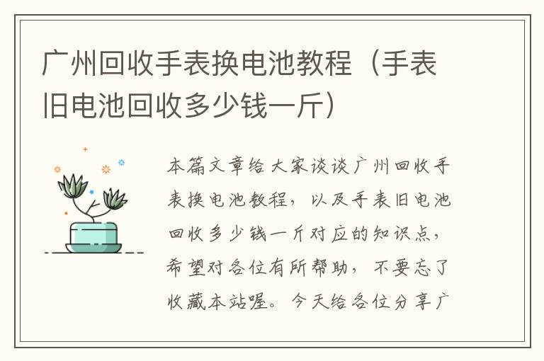 广州回收手表换电池教程（手表旧电池回收多少钱一斤）