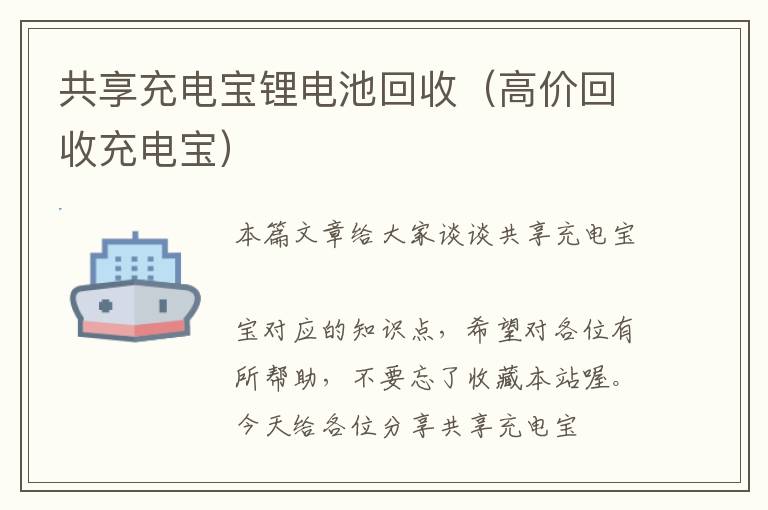 共享充电宝锂电池回收（高价回收充电宝）