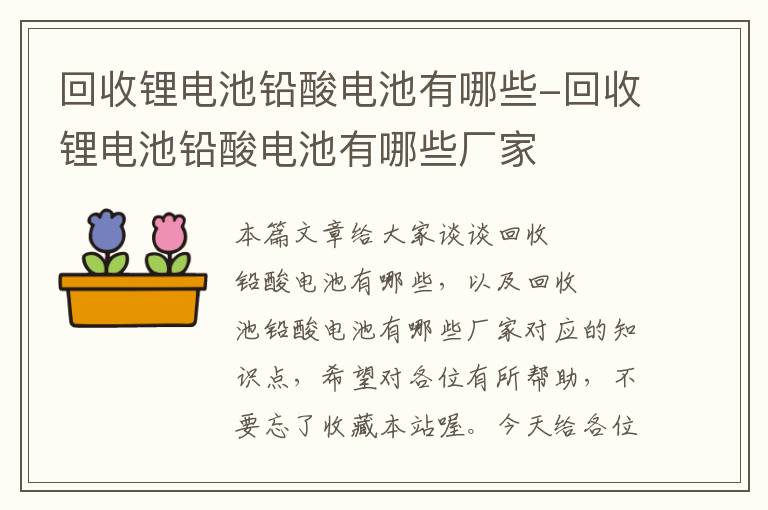 回收锂电池铅酸电池有哪些-回收锂电池铅酸电池有哪些厂家