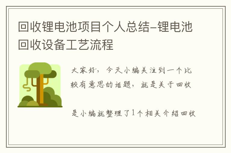 回收锂电池项目个人总结-锂电池回收设备工艺流程