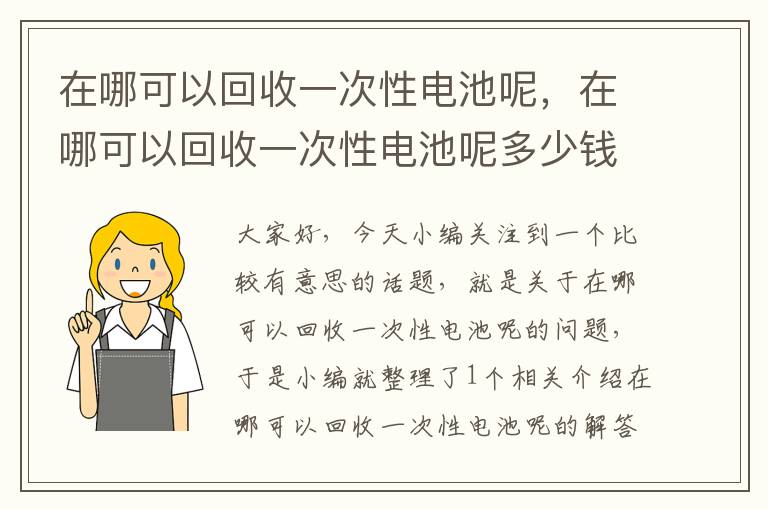 在哪可以回收一次性电池呢，在哪可以回收一次性电池呢多少钱