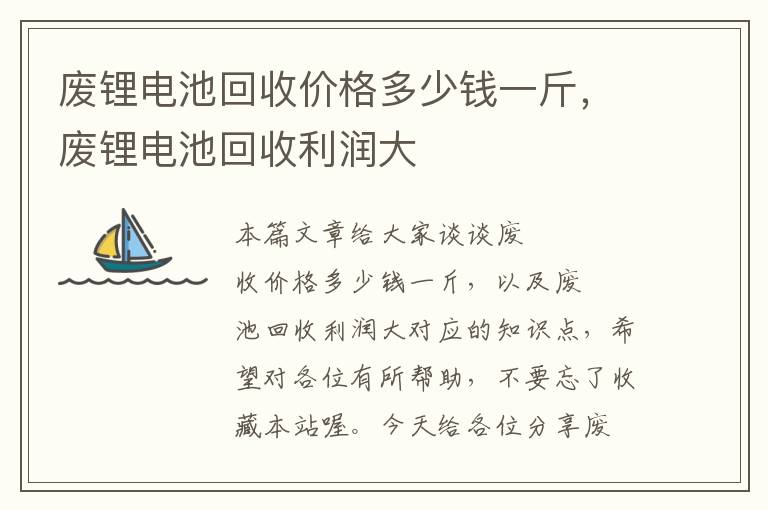 废锂电池回收价格多少钱一斤，废锂电池回收利润大