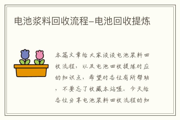 电池浆料回收流程-电池回收提炼