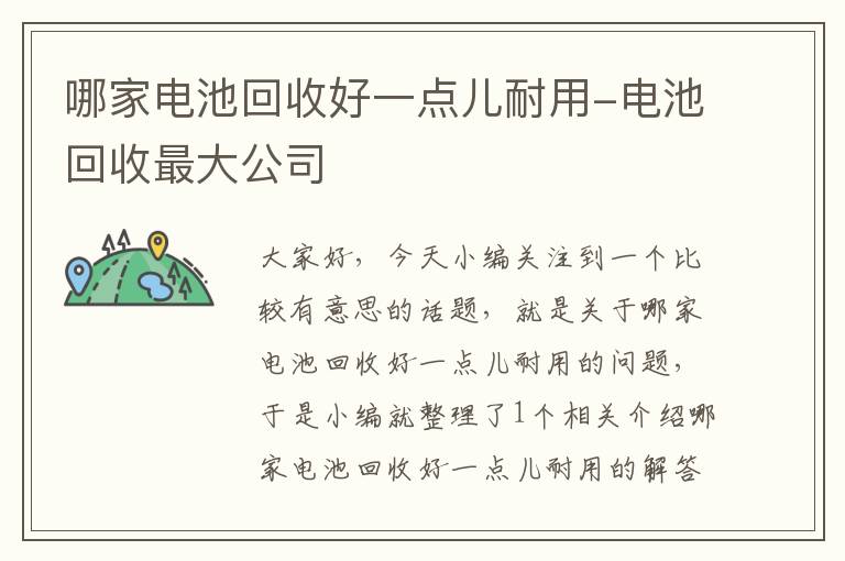 哪家电池回收好一点儿耐用-电池回收最大公司