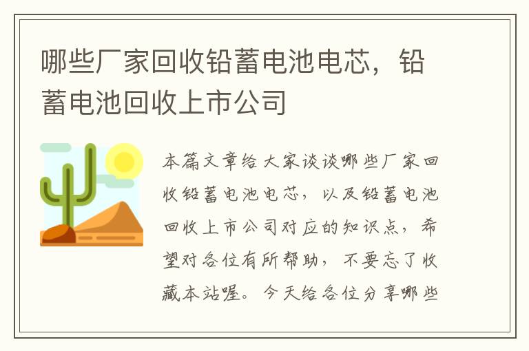 哪些厂家回收铅蓄电池电芯，铅蓄电池回收上市公司