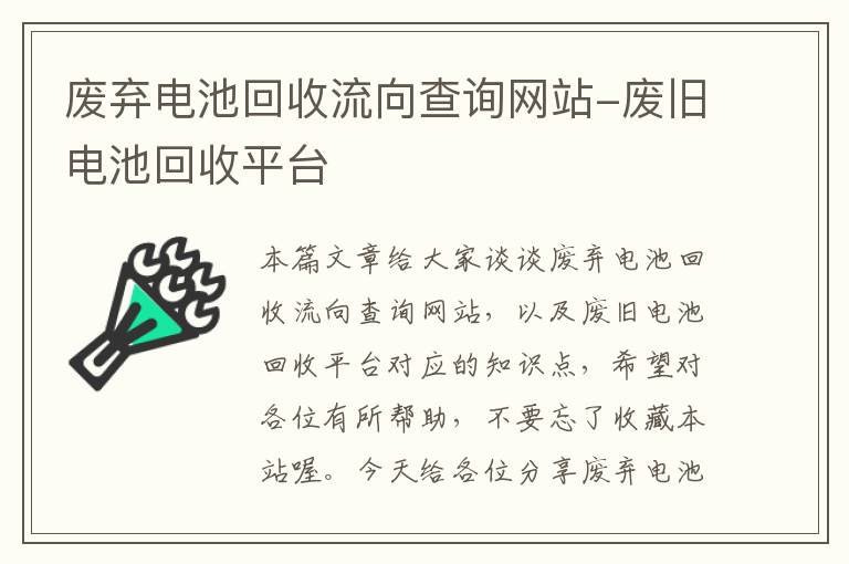 废弃电池回收流向查询网站-废旧电池回收平台