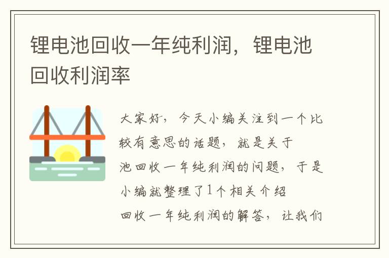 锂电池回收一年纯利润，锂电池回收利润率