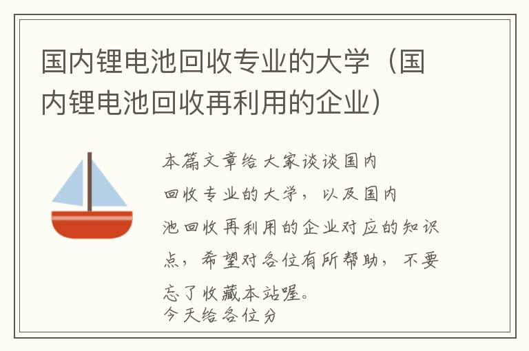 国内锂电池回收专业的大学（国内锂电池回收再利用的企业）