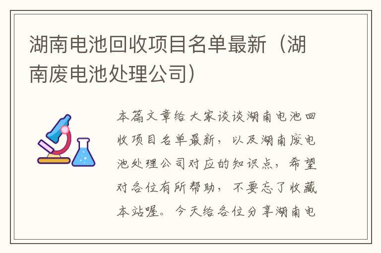 湖南电池回收项目名单最新（湖南废电池处理公司）