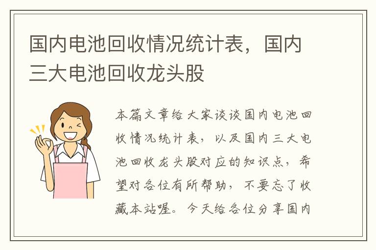 国内电池回收情况统计表，国内三大电池回收龙头股