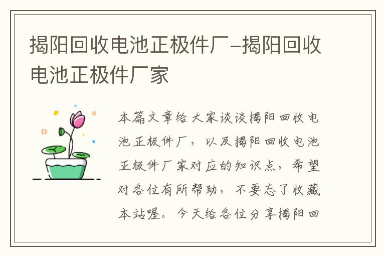 揭阳回收电池正极件厂-揭阳回收电池正极件厂家