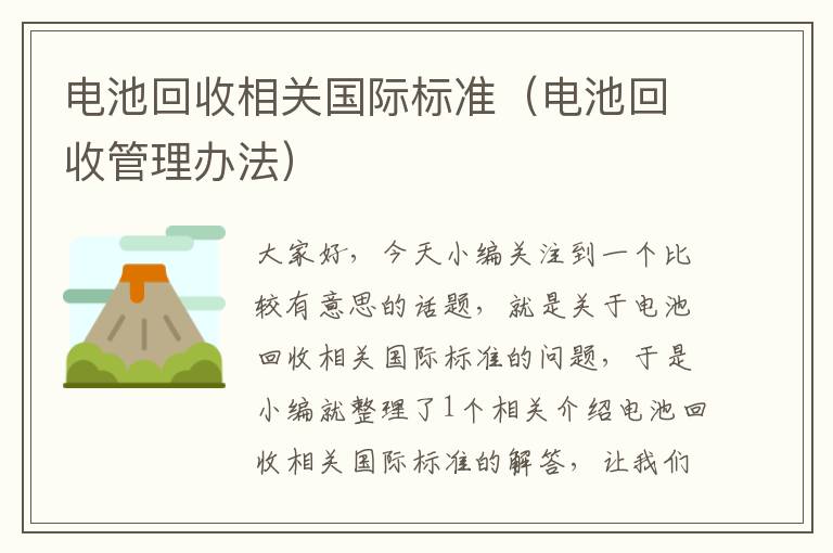 电池回收相关国际标准（电池回收管理办法）