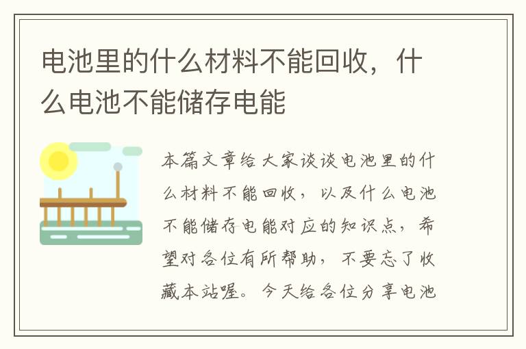 电池里的什么材料不能回收，什么电池不能储存电能