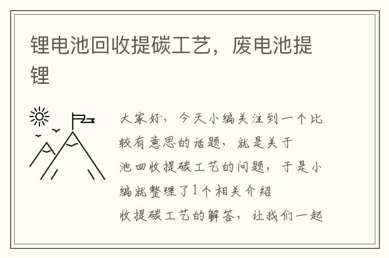 锂电池回收提碳工艺，废电池提锂