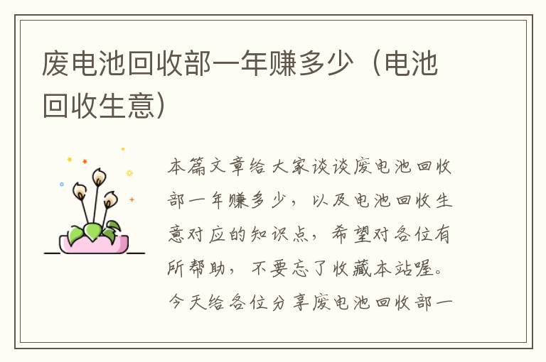 废电池回收部一年赚多少（电池回收生意）