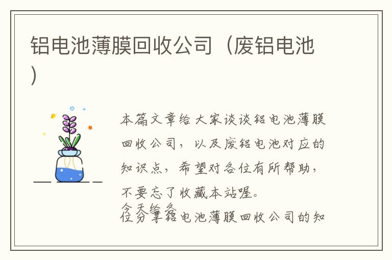 铝电池薄膜回收公司（废铝电池）