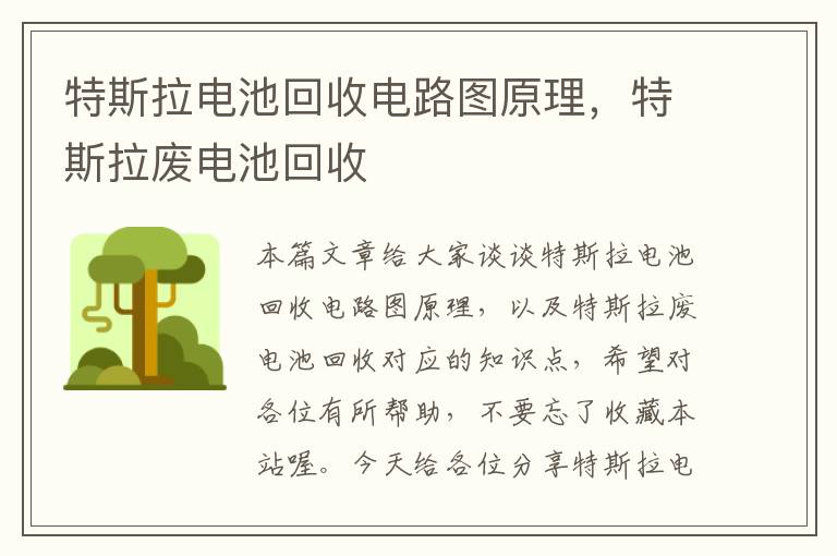 特斯拉电池回收电路图原理，特斯拉废电池回收