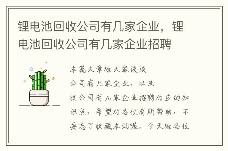 锂电池回收公司有几家企业，锂电池回收公司有几家企业招聘