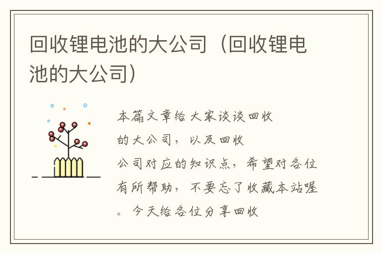 回收锂电池的大公司（回收锂电池的大公司）