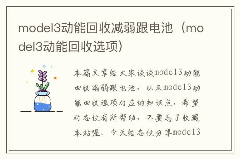 model3动能回收减弱跟电池（model3动能回收选项）