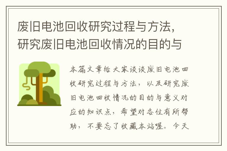 废旧电池回收研究过程与方法，研究废旧电池回收情况的目的与意义