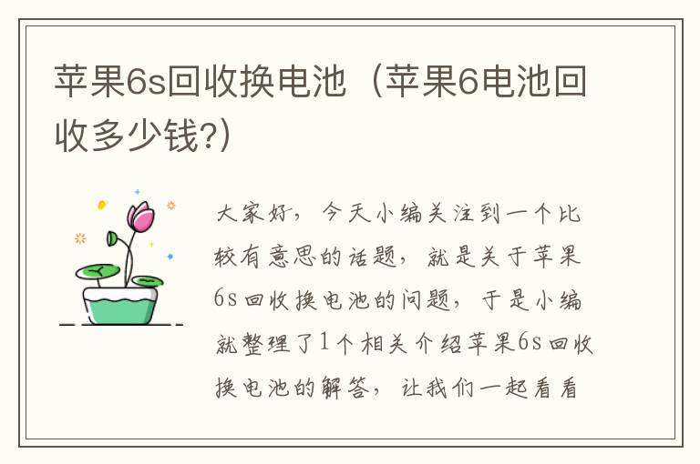 苹果6s回收换电池（苹果6电池回收多少钱?）