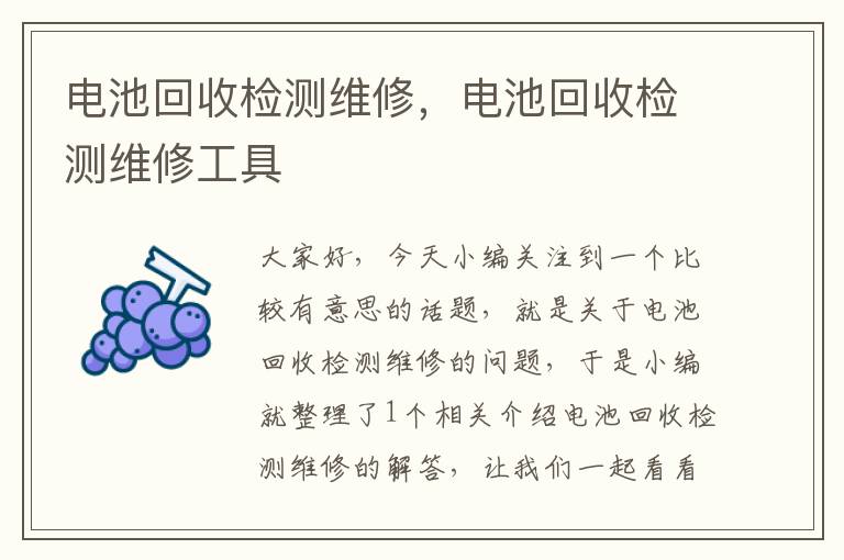 电池回收检测维修，电池回收检测维修工具