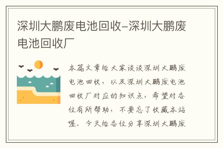 深圳大鹏废电池回收-深圳大鹏废电池回收厂