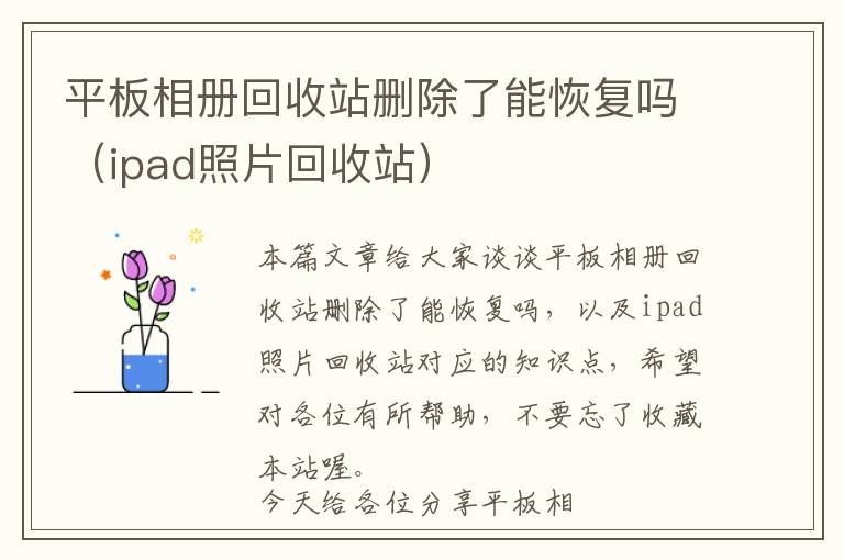 平板相册回收站删除了能恢复吗（ipad照片回收站）