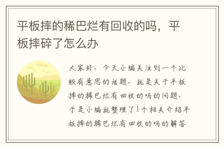 平板摔的稀巴烂有回收的吗，平板摔碎了怎么办