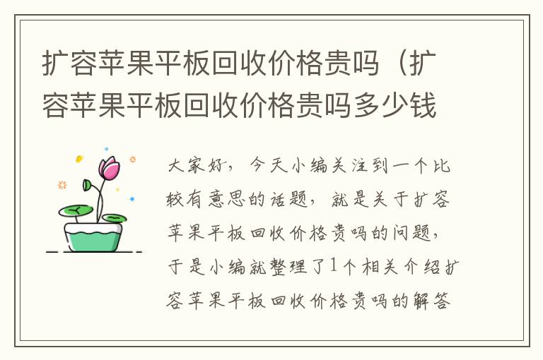 扩容苹果平板回收价格贵吗（扩容苹果平板回收价格贵吗多少钱）