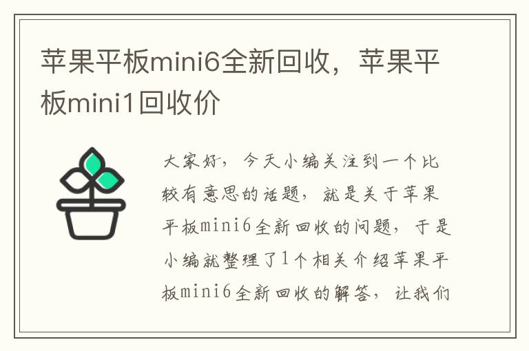 苹果平板mini6全新回收，苹果平板mini1回收价