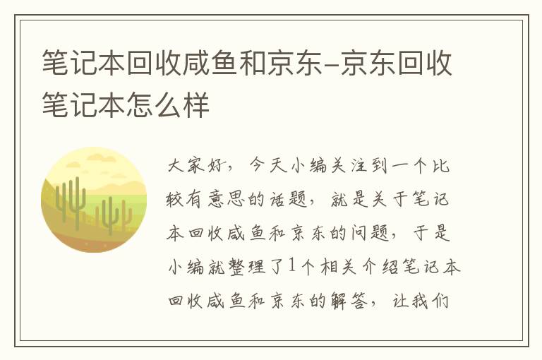 笔记本回收咸鱼和京东-京东回收笔记本怎么样