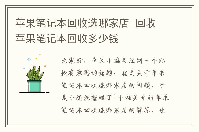 苹果笔记本回收选哪家店-回收 苹果笔记本回收多少钱