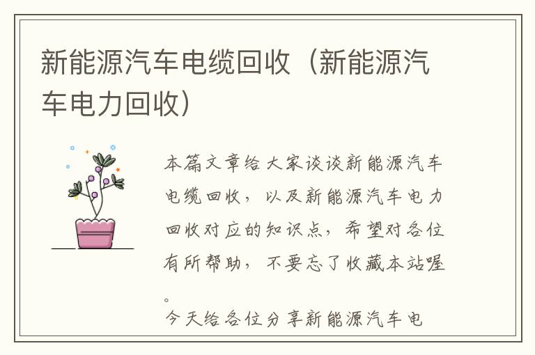 新能源汽车电缆回收（新能源汽车电力回收）