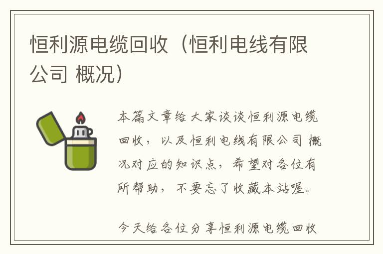 恒利源电缆回收（恒利电线有限公司 概况）