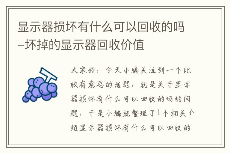 显示器损坏有什么可以回收的吗-坏掉的显示器回收价值