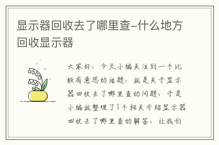 显示器回收去了哪里查-什么地方回收显示器