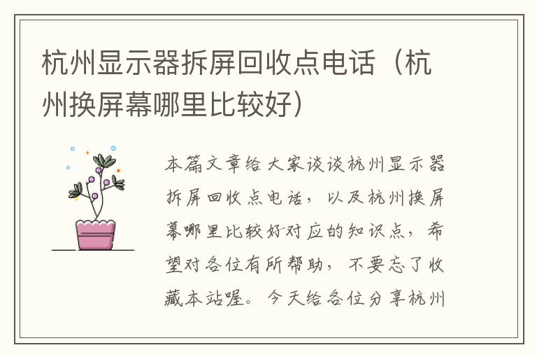 杭州显示器拆屏回收点电话（杭州换屏幕哪里比较好）