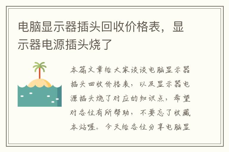 电脑显示器插头回收价格表，显示器电源插头烧了