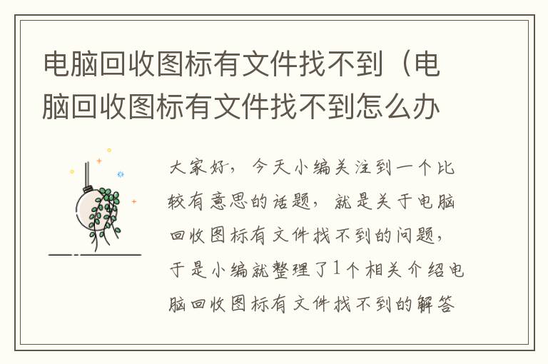 电脑回收图标有文件找不到（电脑回收图标有文件找不到怎么办）